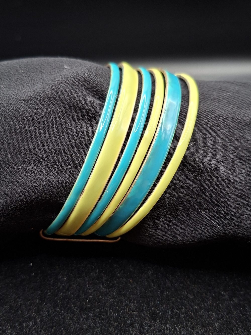 Turquoise and Light Green Enamel Multi-Bangle Bracelet